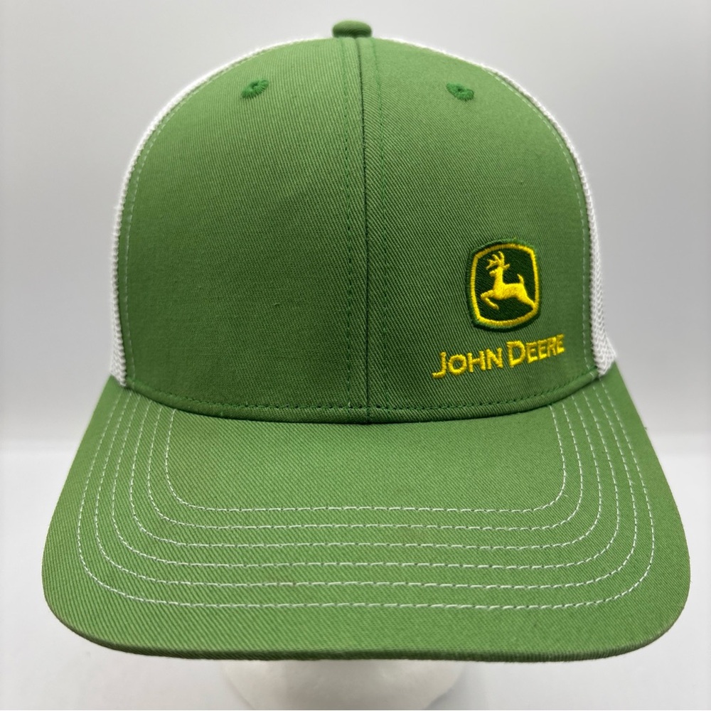 John Deere Green White Mesh Moline 112 Fit Cap Embroidered Side Logo Hat OSFM